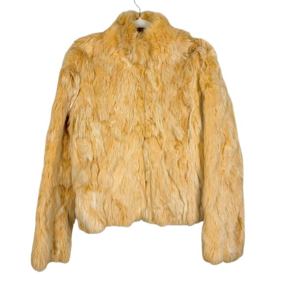 Wilsons Leather Maxima Tan Rabbit Fur Jacket Sz Medium Glam Western Winter